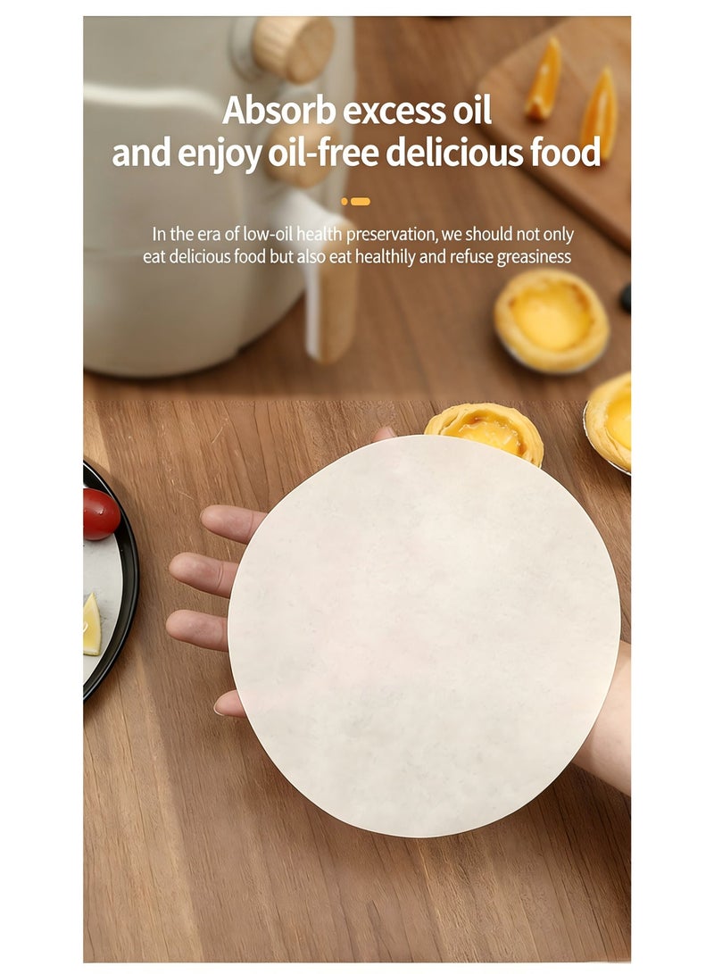16cm Round Baking Parchment Paper (50 Sheets), 38G Thickened Food-Grade Silicone Oil Paper, Heat-Resistant Non-Stick Liners for Air Fryer & BBQ - Image 1